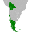 Symphyotrichum vahlii distribution map: South Argentina, Bolivia, central and south Chile, and Falkland Islands (UK).