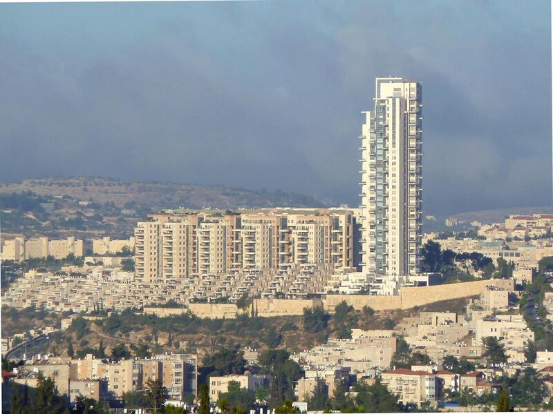 File:Jerusalem Holyland Tower remote view from Rehavia.jpg