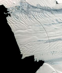 photograph of a glacier ice shelf
