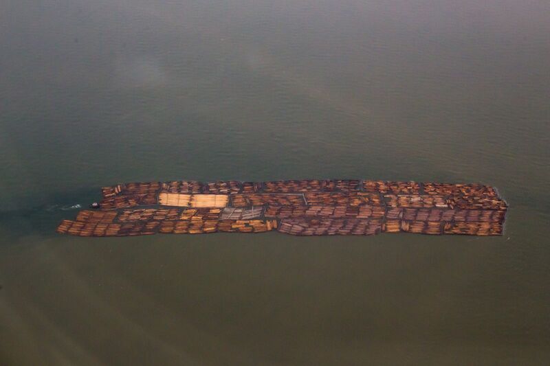 File:Tug boat pushing log raft near Vancouver.jpg