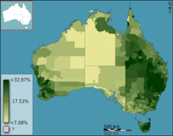 Australian Census 2011 demographic map - Australia by SLA - BCP field 2715 Christianity Anglican Persons.svg