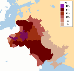 Map showing percentage of Jews in the Pale of Settlement and Congress Poland, c. 1905.png