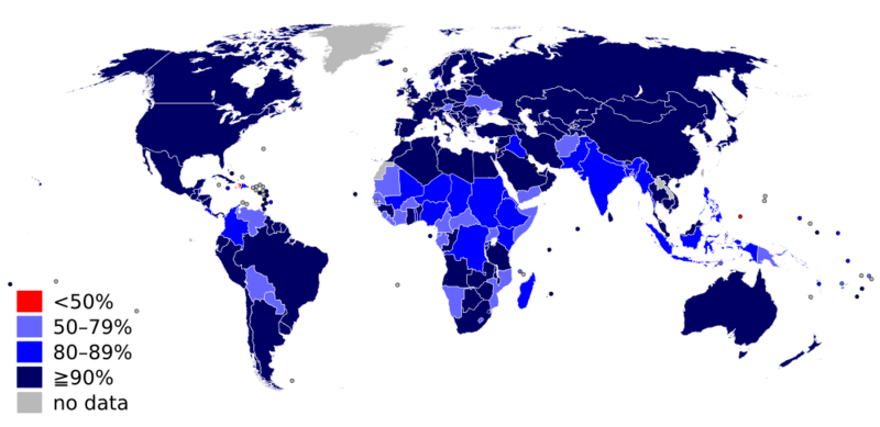 File:Measles vaccination coverage world.svg