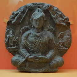 Miracle of Sravasti - Schist - ca 2nd Century CE - Gandhara - Near Kabul - ACCN K1-A23220 - Indian Museum - Kolkata 2016-03-06 1524.JPG