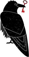 Official logo of Sci-Hub depicting black raven drawing with reddish key in mouth