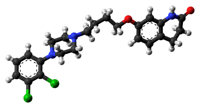 File:Aripiprazole molecule from xtal ball.png