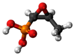 Ball-and-stick model of the fosfomycin molecule