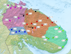 Sami dialects and settlements in Russia map.svg