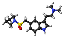 Ball-and-stick model of the almotriptan molecule