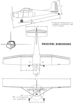 3-view line drawing of the Cessna 180E