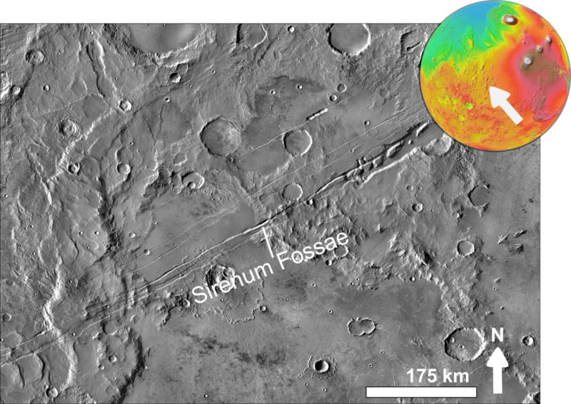 File:Close up view to eastern part of Sirenum Fossae based on day THEMIS.png