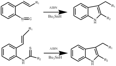 Fukuyama Indole Synthesis with either starting material.