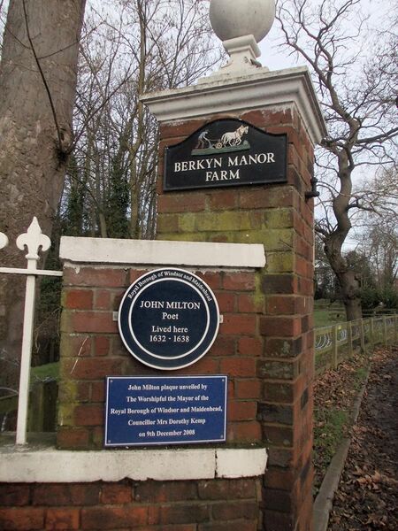 File:John Milton plaque Berkyn Manor Farm Horton.JPG