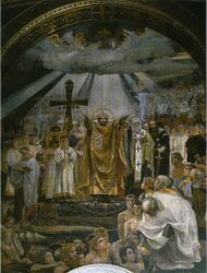 another photo of a painting by Viktor Vasnetsov of mass baptism of Kiev's inside a chapel