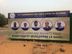 Niger, Niamey, billboard announcing G5-Sahel summit meeting.jpg