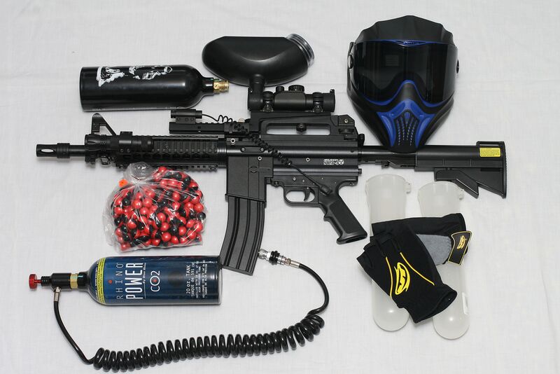 File:Paintball Gun and Equipment.jpg