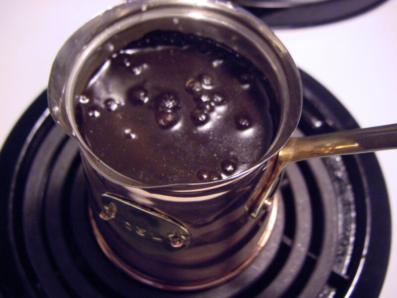 File:Turkish coffee starting to boil.jpg