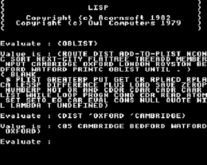 Acornsoft LISP screenshot (BBC Micro).png
