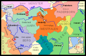 The Duchy of Westphalia and other western German states c. 1645