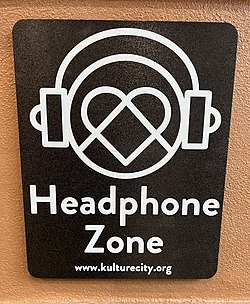 KultureCity sign advising those with sensory disabilities to wear headphones.jpg