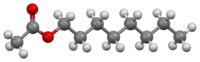 Ball-and-stick model of the octyl acetate molecule