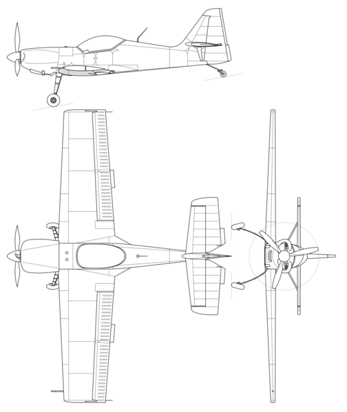 File:Zlín Z-50L 3-view line drawing.svg