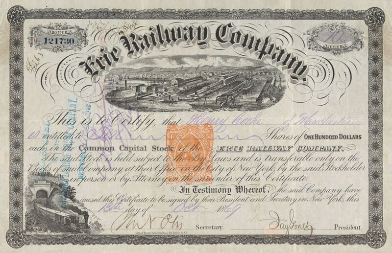 File:Erie Railroad Company, common capital stock, 1869.jpg