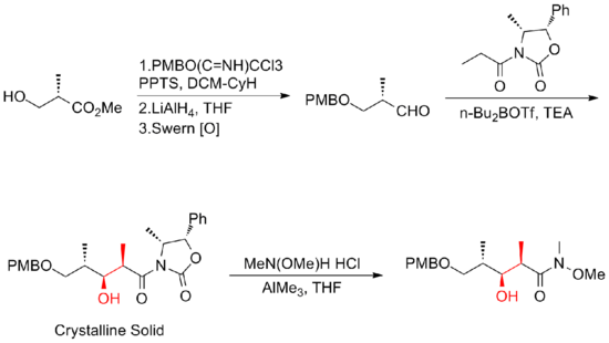 The Smith gram-scale synthesis of (+)-discodermolide fragment.png