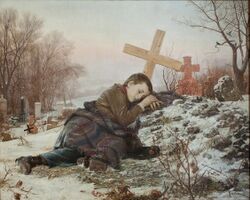 Orphan on mother's grave (1888)