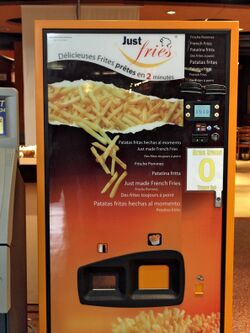A Just Fries brand French fry vending machine at Central Station in Montreal, Canada (2009)