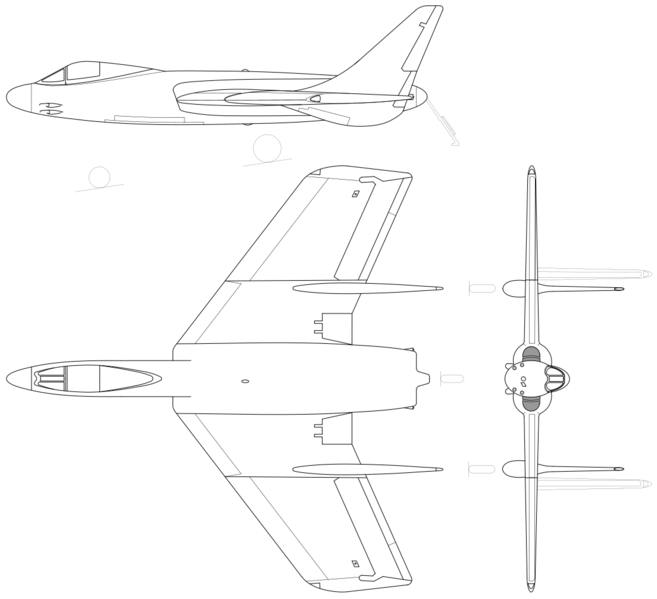 File:Vought F7U-1 Cutlass 3-view line drawing.svg