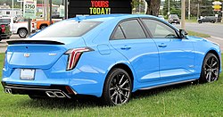 2022 Cadillac CT4-V in Electric Blue, Rear Right, 06-19-2022.jpg