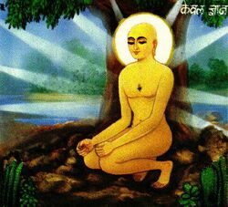 Painting of Mahavira meditating under a tree