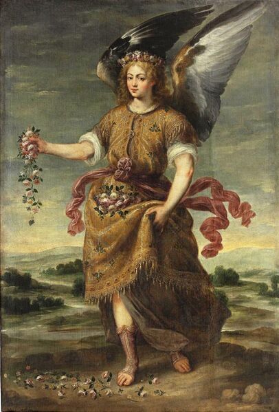 File:El Arcángel Baraquiel esparciendo flores, de Bartolomé Román (Museo del Prado).jpg