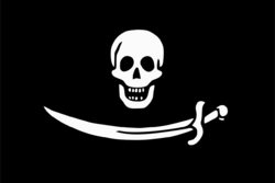 Jolly Roger flag of pirate Bartholomew Roberts (early).svg