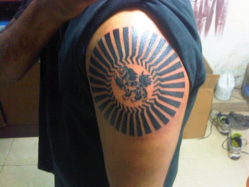 File:Snow Lion, Rising Sun Tattoo.jpg