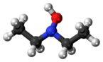 Ball-and-stick model of the diethylhydroxylamine molecule