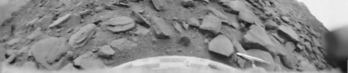 Venera 9 returned the first view and this first clear image from the surface of another planet in 1975 (Venus).[5]