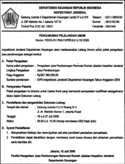 Indonesian tender announcement 2009.png