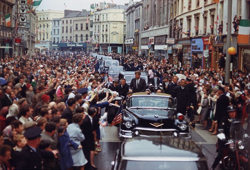 File:President Kennedy greets spectators during trip to Ireland.jpg