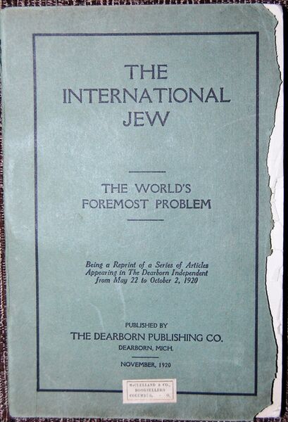 File:The International Jew, Nov. 1920 - 1st Edition by Henry Ford.JPG